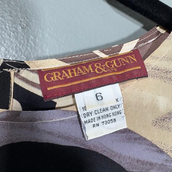 Graham & Gunn Women's Vintage Boho Tribal 100% Silk Blouse - Size 6 - 1990's Top - Picture 4 of 6